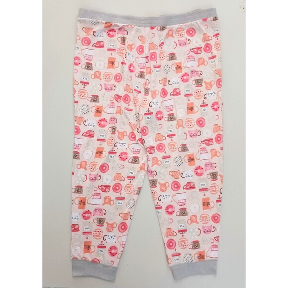 NEW Cuddl Duds Cozy L/S Pajama Set XXL Coffee Tea Donuts Kitty Jersey Print - Picture 11 of 12